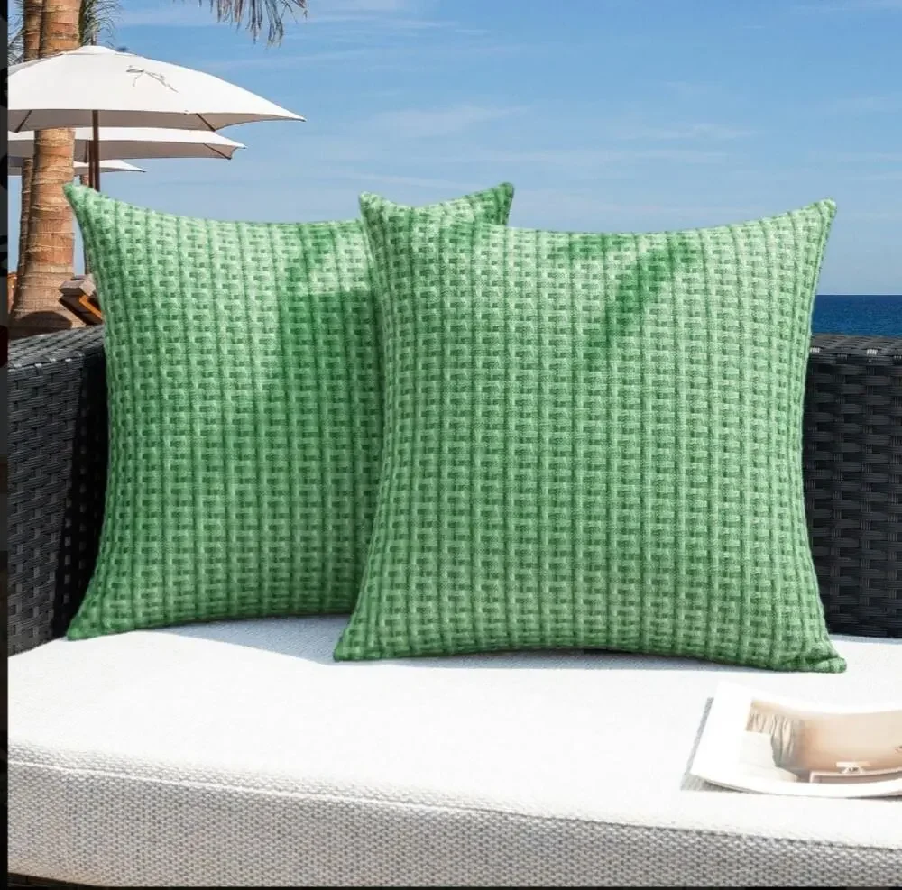 Kevin Textile Outdoor Waterproof Throw Pillow Covers 2pk 26x26 Inch, Sage Green